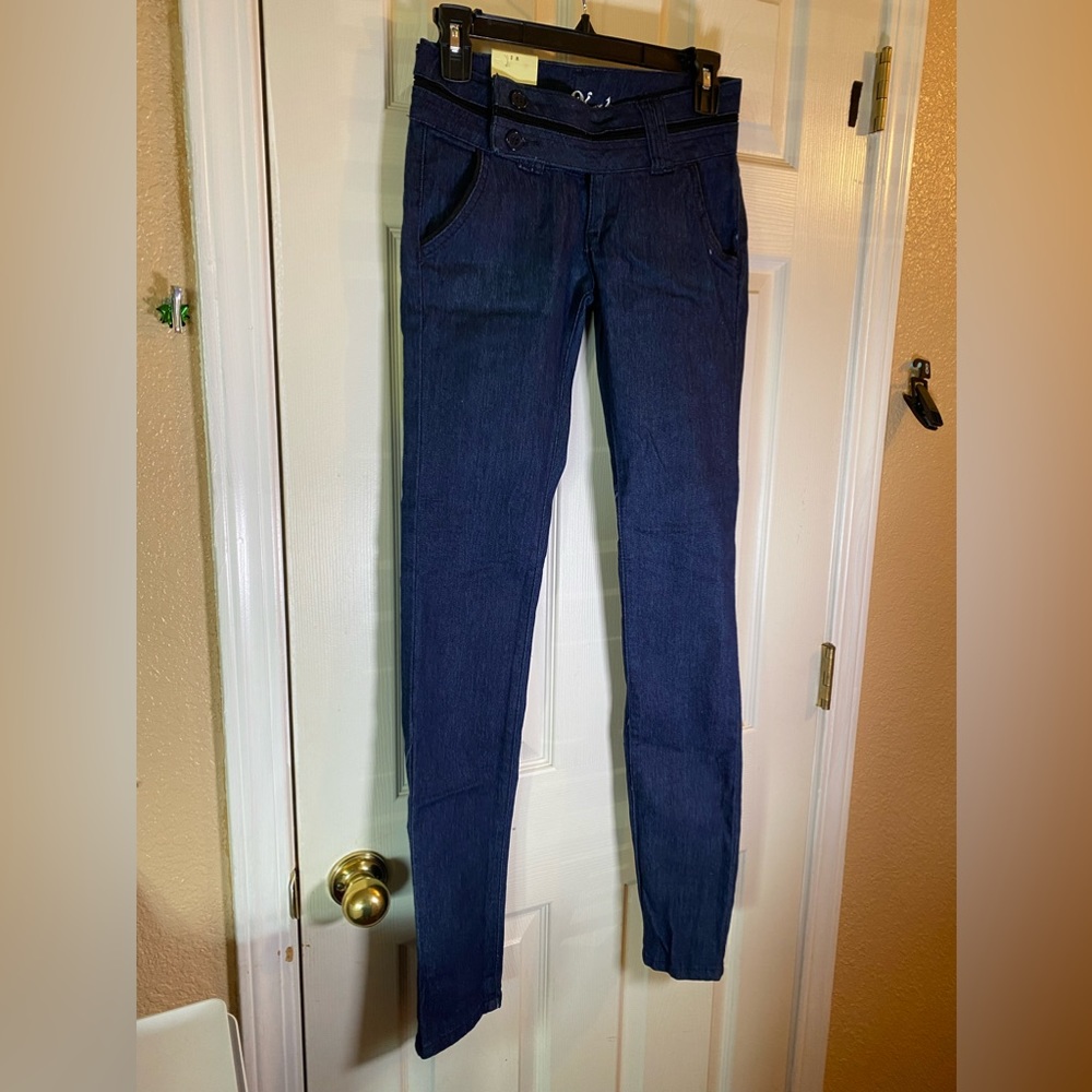 Vintage Kaba Jeans Women 0 Slim Skinny Low Rise Blue Denim 1990’s (3 Button Zip)